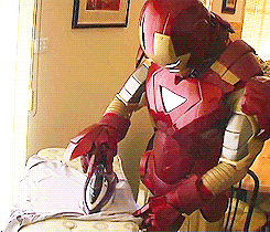 Iron Man Ironing a T Shirt, in a funny way